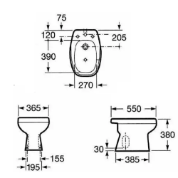 ROCA-MONACO BIDET LLUVIA 3AG BLANCO