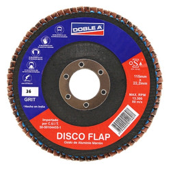 DISCO TIPO FLAP - 115MM - GRANO 36 - DOBLE A