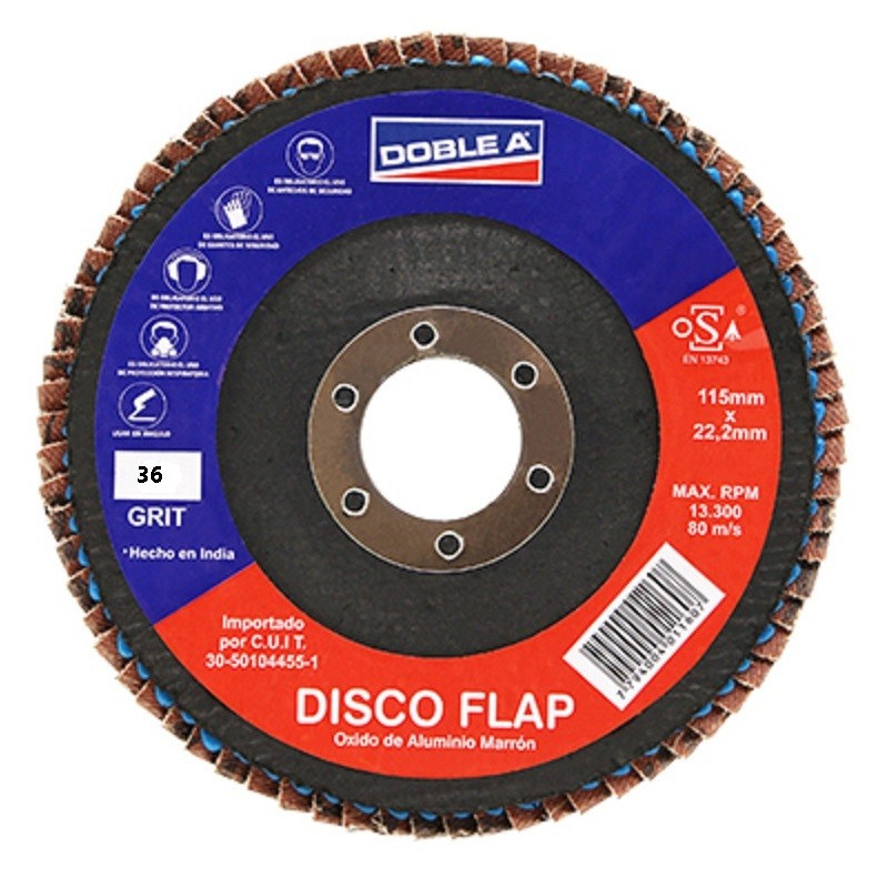 DISCO TIPO FLAP - 115MM - GRANO 36 - DOBLE A