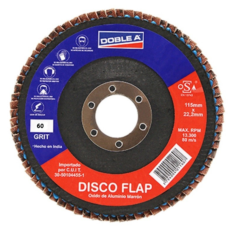 DISCO TIPO FLAP - 115MM - GRANO 60 - DOBLE A