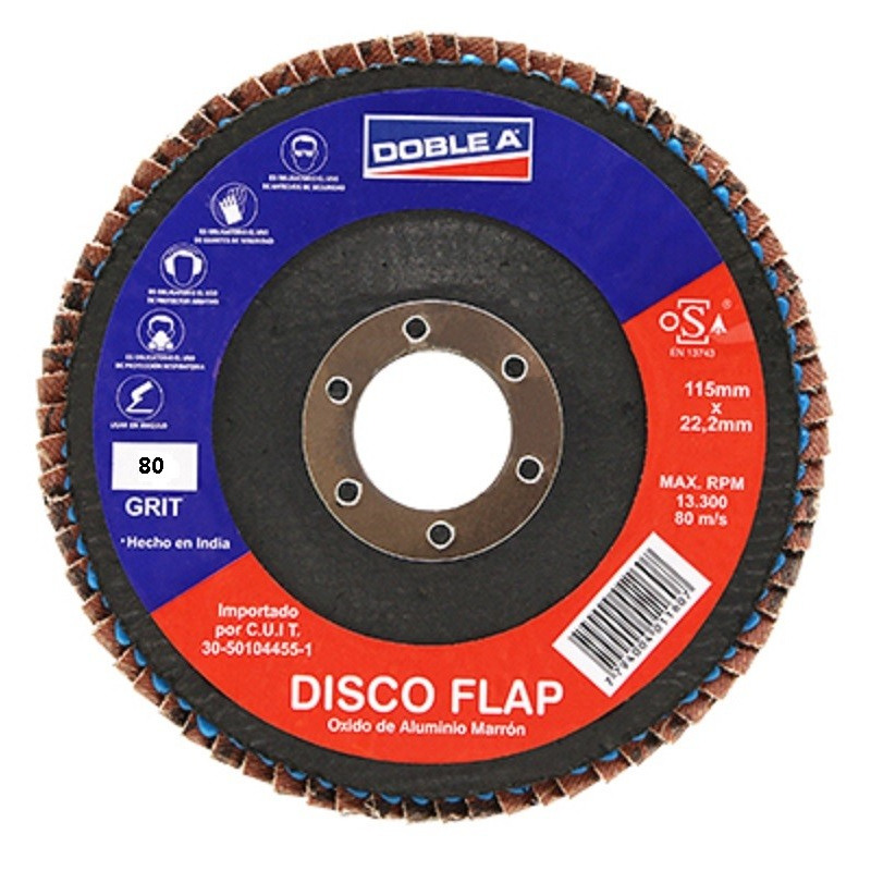 DISCO TIPO FLAP - 115MM - GRANO 80 - DOBLE A