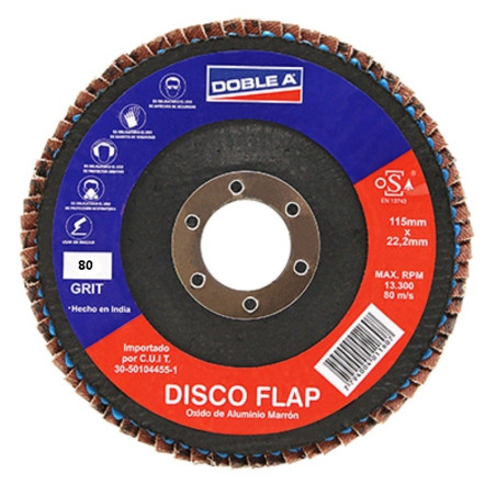 DISCO TIPO FLAP - 115MM - GRANO 80 - DOBLE A