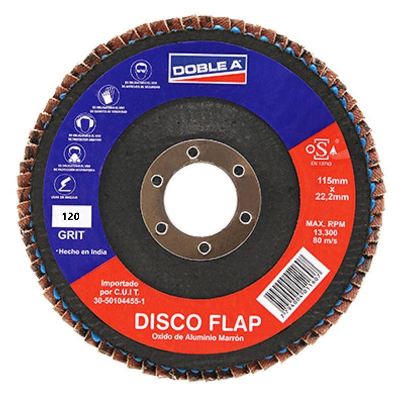 DISCO TIPO FLAP - 115MM - GRANO 120 - DOBLE A