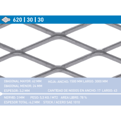 METAL DESPLEGADO - 620x30x30 - 150X300M