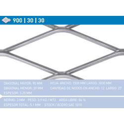 METAL DESPLEGADO - 900x30x30 - 150X300M