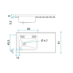 Mesada Johnson acero inoxidable 304, 120cm con pileta Z52 - Izquierda