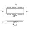 Desagüe lineal 300mm ABS y acero inoxidable rejilla Ideal