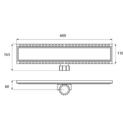 Desagüe lineal 600mm ABS y acero inoxidable rejilla Ideal