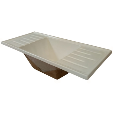 Pileta fibra de Vidrio Blanco - Reforzada con 2 mesada - 100x46cm - RUCO