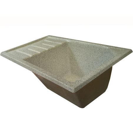 Pileta fibra de vidrio símil gris mara con mesada izquierda 75x46cm - RUCO