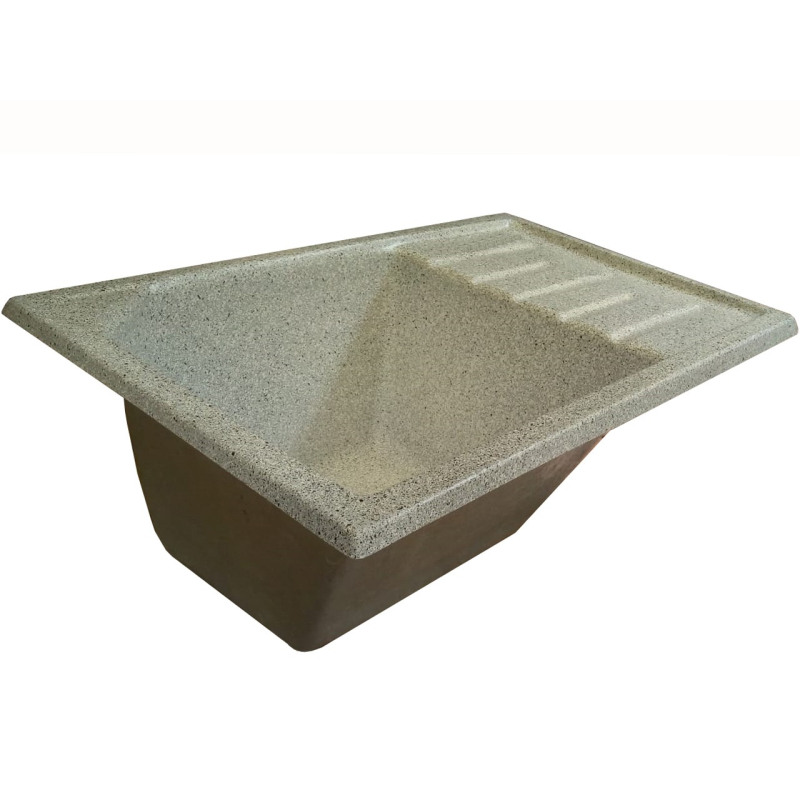 Pileta fibra de vidrio símil gris mara con mesada derecha 75x46cm - RUCO