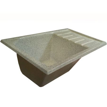 Pileta fibra de vidrio símil gris mara con mesada derecha 75x46cm - RUCO