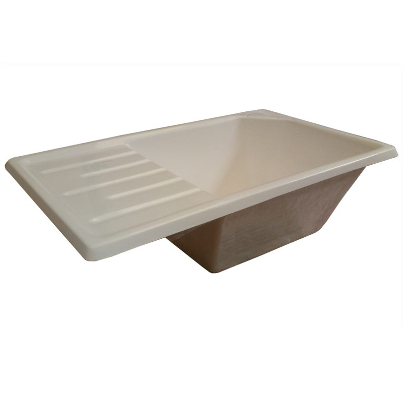 Pileta fibra de vidrio reforzada con mesada izquierda 75x46cm - RUCO