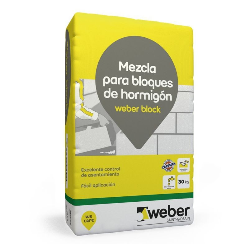 Mortero Weber para block de hormigón - Gris x 30 kg