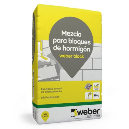 Mortero Weber para block de hormigón - Gris x 30 kg