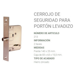 Cerrojo de seguridad para portón levadizo prive 213