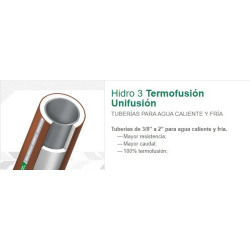 Caño hidro 3 aluminio para agua fría, caliente y calefacción 1" x 6 mts