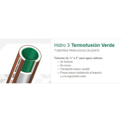 Caño hidro 3 verde para agua caliente 1/2" x 6 mts