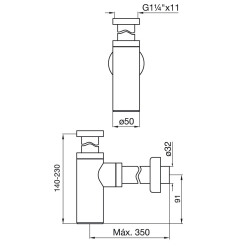 Sifón cromado para lavatorio - FV-242.01 - Minimalista