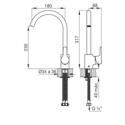 Grifería FV Puelo monocomando para mesada de cocina 411.04/B5