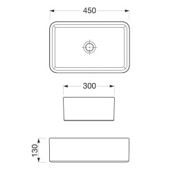 Roca bacha Lea rectangular de porcelana sobre encimera - Blanca - 450x300