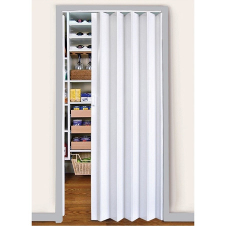 FG - Puerta plegadiza PVC con traba - Ciega - Blanca 65X200 cm