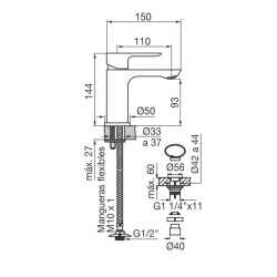 Grifería FV Coty monocomando lavatorio 181/D9